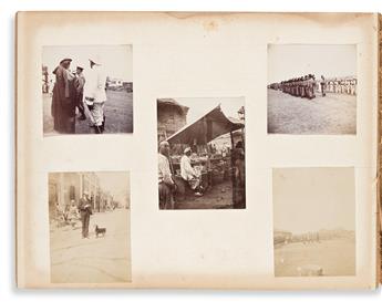 (PHOTOGRAPHY.) Album of over 100 mounted albumen photographs, some of the tourist genre, but